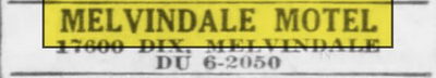 Melvindale Motel - Feb 5 1958 Ad (newer photo)